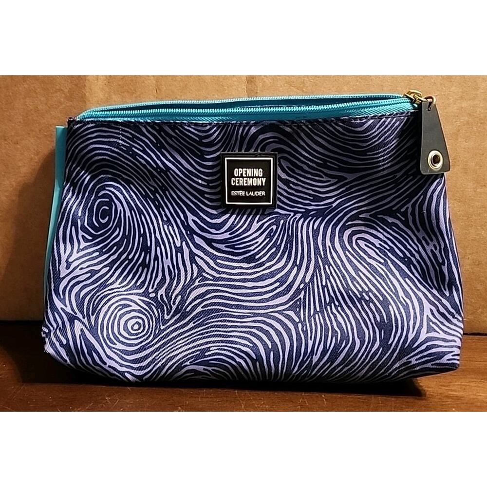 Estee Lauder Opening Ceremony Cosmetic Make Up Bag Blue Purple Swirl